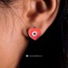 Enamel Heart Silver Earring
