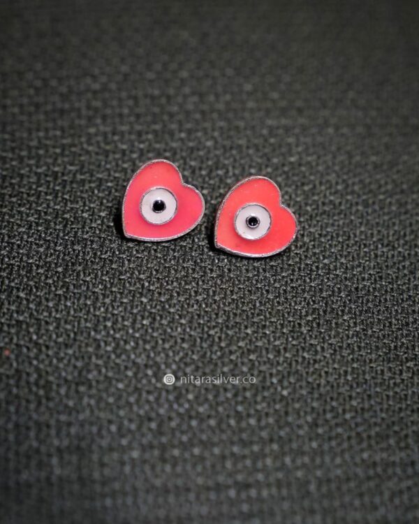 Enamel Heart Silver Earring